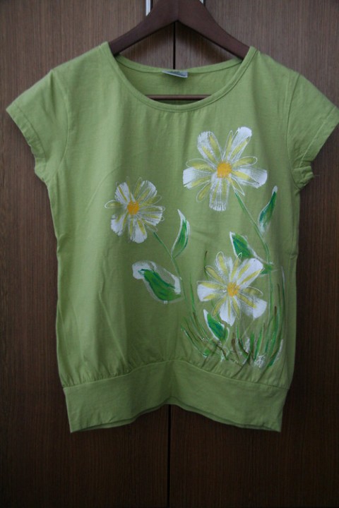 Tričko květy na zelené dárek triko zelené květ kytka tričko dámské 