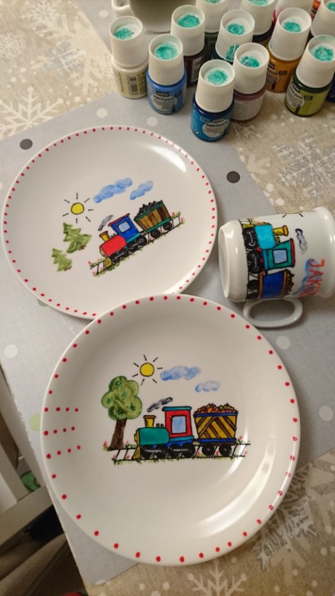 Dětský porcelánový set dárek hrneček dětský malovaný 