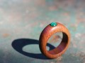Dřevěný prsten ze švestky, malachit