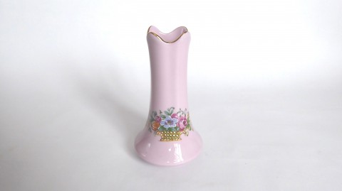 Váza, růžový porcelán, retro, 1990 dekorace barevné retro růžový porcelán vázička miniatura sběratelství zlacené sběratel pirken hammer 