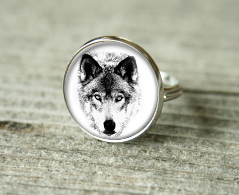 Prsten Vlk - nastavitelný prsten pes vánoce vlk ovčák nastavitelný dárek pro ženu vlčák uneverzální nastavitelná velikost 