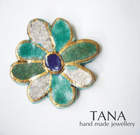 Tana šperky - keramika/zlato kvet 