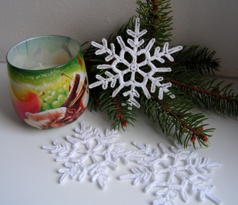 Háčkované vánoční vločky - 3ks háčkované vločky vánoční dekorac 