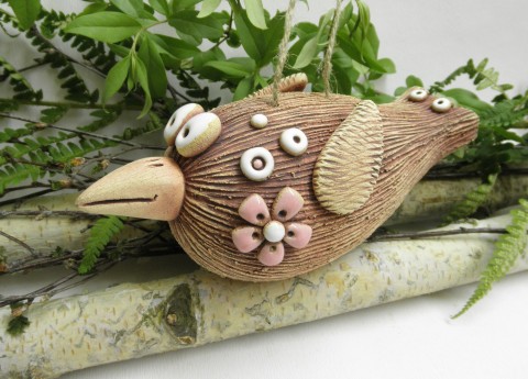 Ptáček k zavěšení ptáček zahrada zahradní keramika keramický pták 