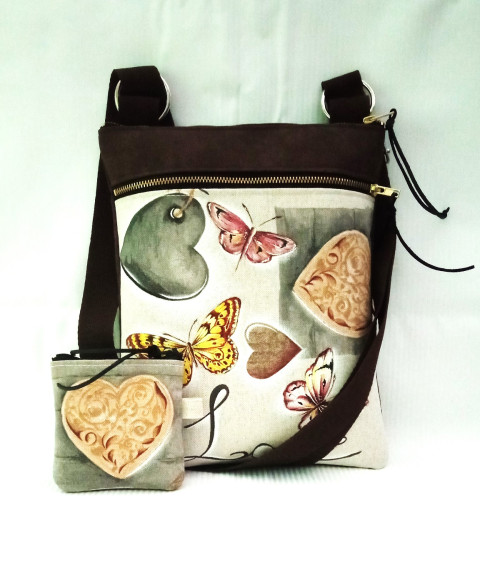 crossbody s kapsou v hnědé srdce taška motýl crossbody 