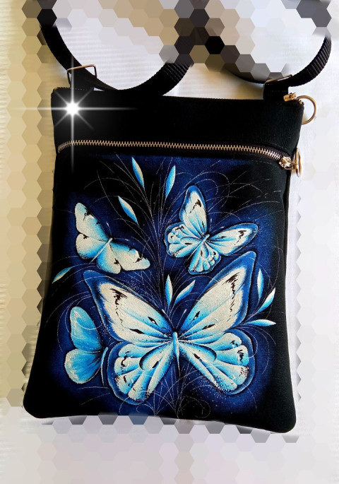 crossbody s kapsou-MODRÁSCI motýl crossbody 