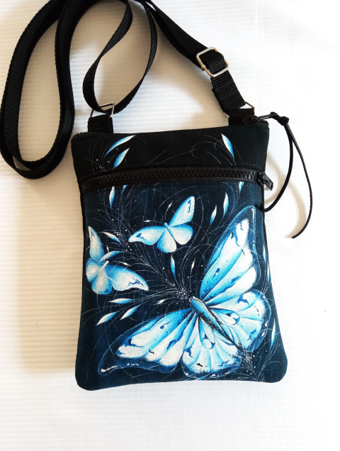 crossbody s kapsou-MODRÁSCI motýl crossbody 
