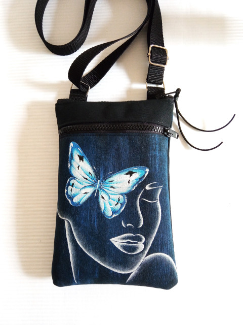 crossbody s kapsou-DÍVKA S MOTÝLEM motýl dáma crossbody 