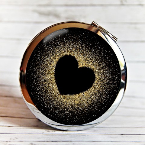 zrcátko Srdce zlatočerné srdce dárek srdíčko láska text černé valentýn zlaté zrcátko valentýnské personalizované 