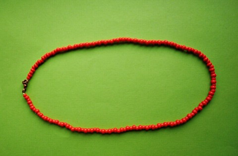 červený jeřabinový náhrdelník elegantní jednoduchý měděné komponenty červený rokajl dvou velikostí 