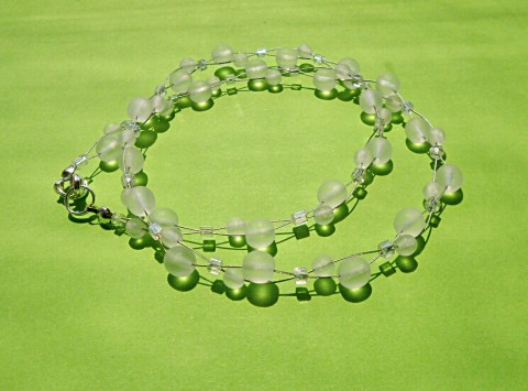 Náhrdelník - ledové kuličky náhrdelník elegantní stříbrné komponenty korálky ledového vzhledu dvou ve 
