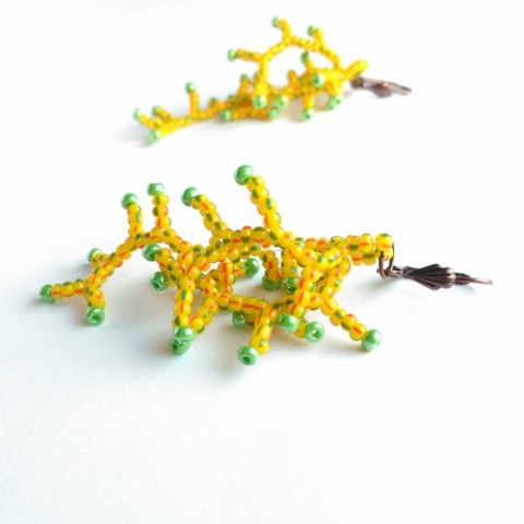 Žlutý korál korálky moře korál náušnice jarní svěží žlutá šité korálek afroháček rokajl plast háček průsvitný rokail zarážka 