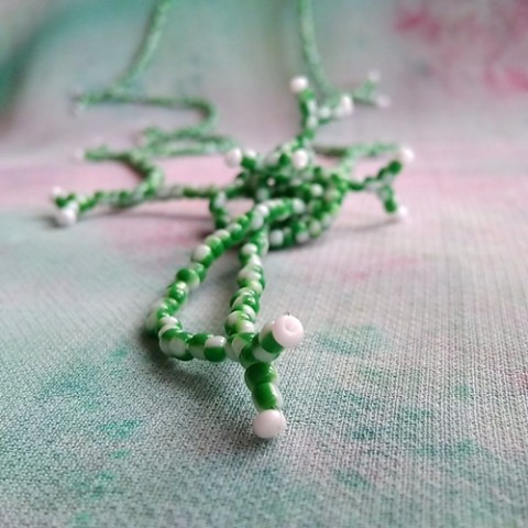 Náhrdelník zelenobílý voda náhrdelník moře elegance korálek rokajl originál bouře bouřka námořník klasika na krk 