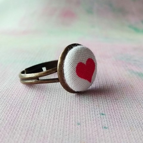 Prstýnek Srdeční srdce prsten holčičí bavlna láska valentýn prstýnek sladký starobronz love buton srdeční na prst 