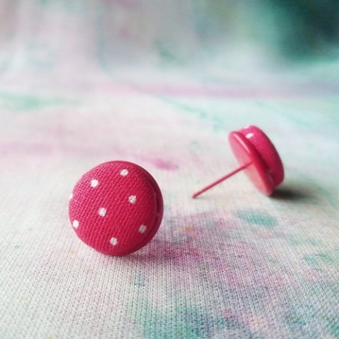 Náušnice buttonkové V červené červená náušnice bílá puntík motýlek pecky retro léto button buton alergie buttonky zarážky 