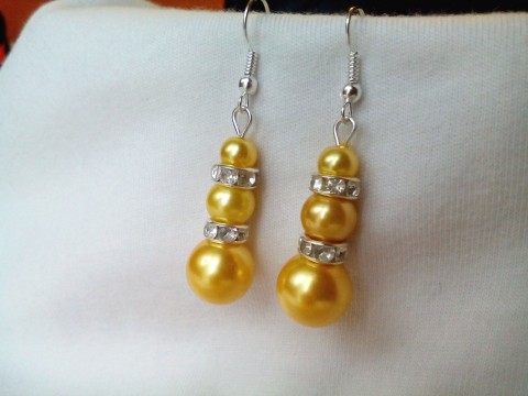 Zlaté perly se stříbrnými kamínky dlouhé náušnice perly perlové vi 