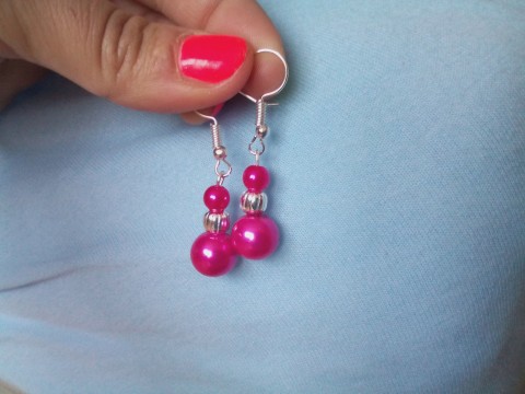 Růžové perly se stříbrnou elegantní bílé perličky perly dlouhé 