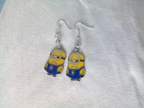 Mimoň - Stuart naštvaný - náušnice žlutá příšerka příšera mimoň mimoni já padouch minion minions mimoňové mimiňský 