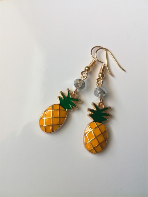 Žlutý ananas - náušnice ovoce léto ananas ananasy 