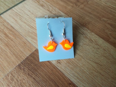 Neonově oranžoví ptáčci - fimo pták ptáček fimo ptáčci 