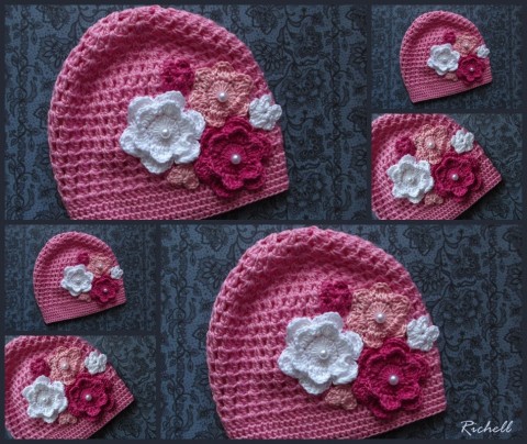 Sladká růžová.... děti růžová jarní dívčí vzdušná dámská dětské dětská podzimní bavlněná kytičková handmade pro holčičky s kytičkou pro miminka crochet háčkovaná čepička pospro 