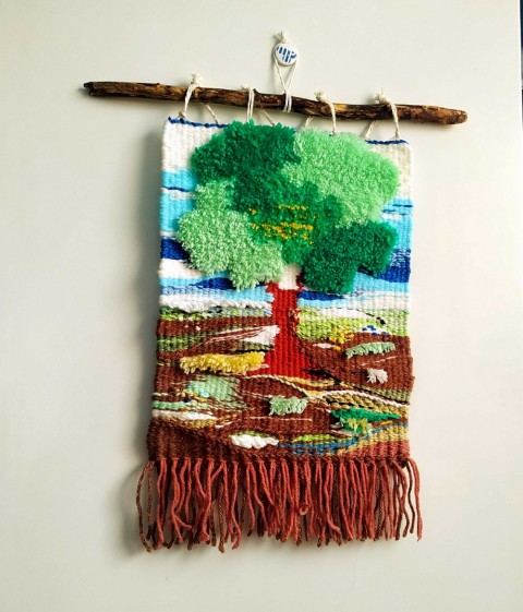 Tkaný obrázek domov dekorace strom obraz obrázek ozdoba tkaný závěsný do bytu nazeď 