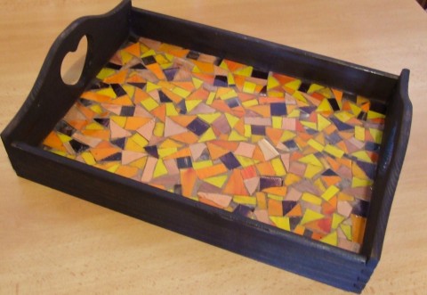 Tác - vzpomínka na listopad dřevo tác mozaika 