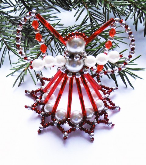 Vánoční andílek červeno-stříbrný 2 dekorace dárek vánoce dáreček ozdoba andílek andělíček aněl 