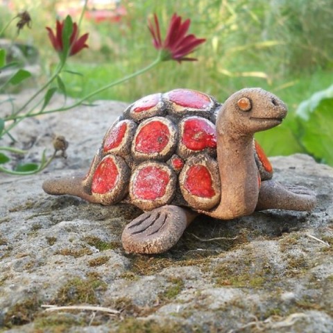 Želva červená zvíře dekorace dárek keramika želva zahrada 