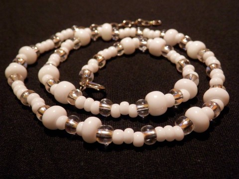 Romantický bílý náhrdelník náhrdelník korálky bílá náhrdelníky rokajlové 