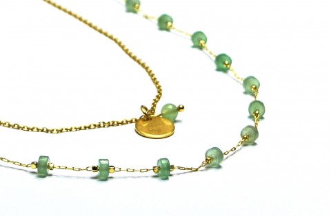 Vrstvený náhrdelník BRYXI náhrdelník dárek zelená zlatá zelený přírodní dámský luxusní ocel bižuterie dívka univerzální vodnář zlatý avanturín zapínání rak panna uzlíky bryxi dárek pro ženu znamení zvěrokruhu šperk s amazonitem velkoobchod se šperky nepravidelné korálky 