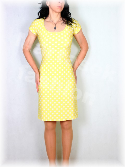 Šaty žluto-bílý puntík vz.545 jarní letní bílá žlutá puntík šaty svatba léto puntíky vzor oslava dovolená chladivé kojící nemačkavé pestobarevné 