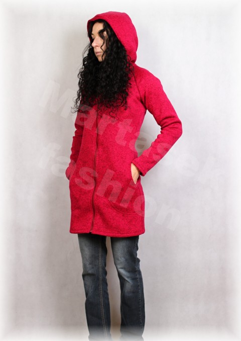 Kabátek hřejivý 18 (více barev) červená zelená modrá fialová černá šedá mikina svetr tyrkysová zimní úpletový podzimní kabát bunda kabátek melír celoroční hořčicová ostružinová volnočasová svetrovina 