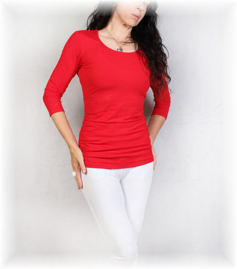 Triko vz.965  i kr.rukáv červené modrá halenka fialová růžová bílá černá triko žlutá šedá tyrkysová řasení vínová bordó těhotenské jednobarevné 