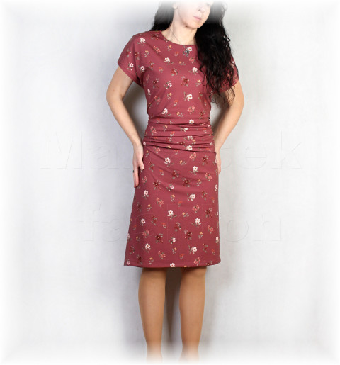 Šaty vz.940 červená barevné jarní letní bavlna hnědá úpletové šaty svatba léto vzor oslava dovolená celoroční 