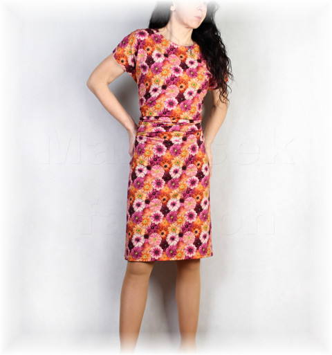 Šaty vz.943 červená barevné jarní letní bavlna hnědá úpletové šaty svatba léto vzor oslava dovolená celoroční 