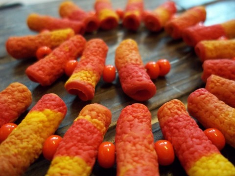 korálovky... náhrdelník žlutý červený fimo oranžový polymer fimování 