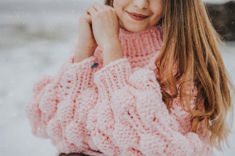 Bubble sweater pink zima svetr bubliny originálny kardigán ručne pletený vlnený hrejivý 