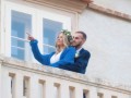 mohérové svadobné bolerko-modré