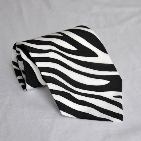 Hedvábná kravata - zebra bílá černá zebra afrika černobílá 