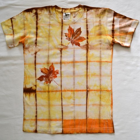 Dětské triko s listy (10 let) oranžová podzim list listy hnědá triko žlutá javor tričko podzimní razítko obtisk acer 