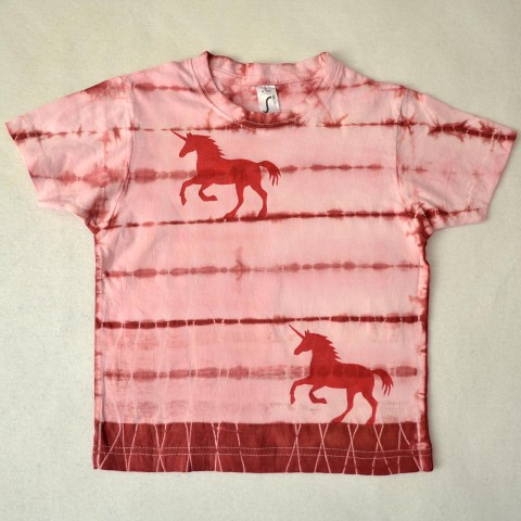 Dětské tričko s jednorožci (4 roky) růžová batika triko dětské tričko vínová jednorožec jednorožci 