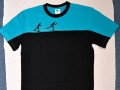 Tyrkysovo-černé tričko s běžkaři M