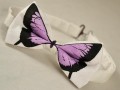 Motýlek - bílý s fialovým motýlem