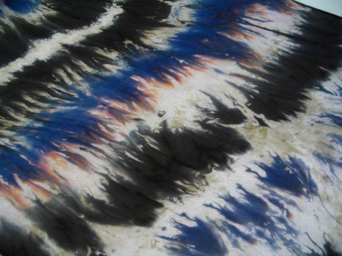 Batikovaná šála - modro-fialovo-čer modrá fialová černá šála hedvábí šál batikované ručně barvené hodváb 