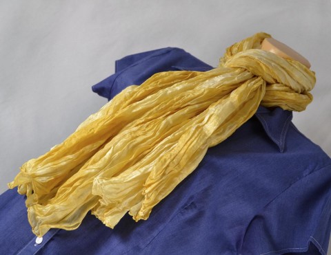 Vrapovaná meruňková šála/pareo/pléd oranžová žlutá šála hedvábí šál pléd meruňková batikované bordová ručně barvené žlutooranžová pareo hodváb 