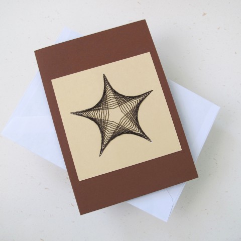 přání Hvězda VI - hnědé vánoce přání vyšívání hvězda výšivka dopis 