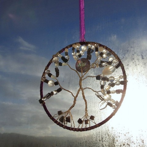 Lapač slunce, suncatcher - blíženci dekorace přírodní hnědá závěs žlutá medová ochránce sny do bytu boho lapač lapač snů dream catcher suncatcher lapač světla 