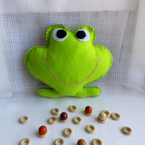Žába, žabka Kuňkalka zelená žába mazlík mazlíček hajánek žabka žabička na hraní pro děti pro miminko muchláček kuňkalka pro mimi hračka. hračky kvákalka 