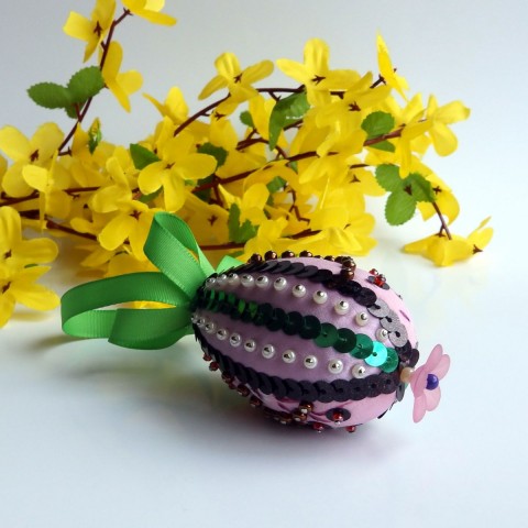 Vajíčko - patchwork zelená fialová dekorační velikonoce vejce vajíčko svátky svátky jara ala faberge 